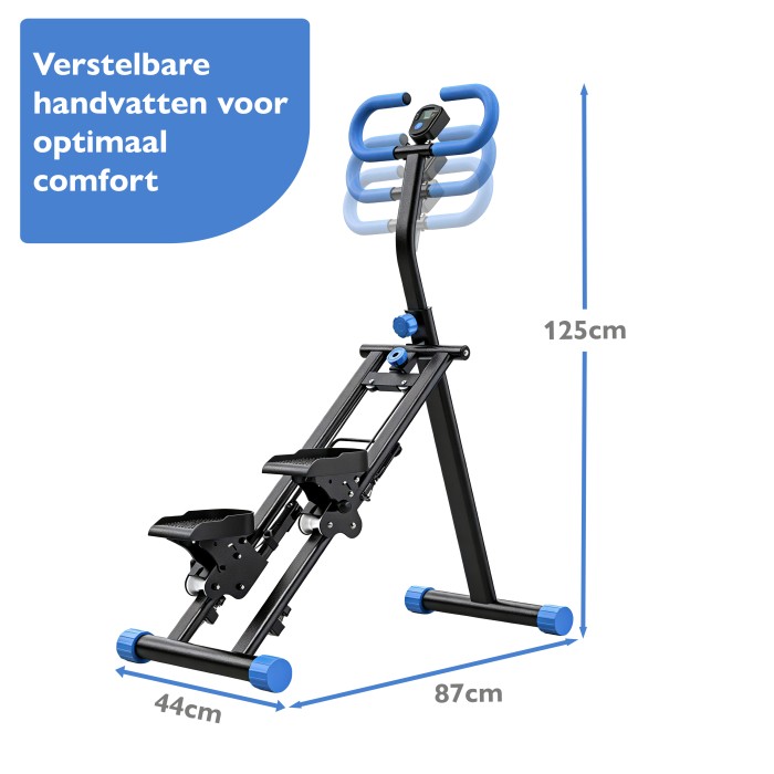BlockFit® Stair Stepper - Sport apparatuur voor thuis - Fitness stepapparaat - Stairclimber - Stepapparaat - Home gym - Inklapbaar - LCD display - Stairmaster - Hoogte verstelbaar - Antislip - Blauw