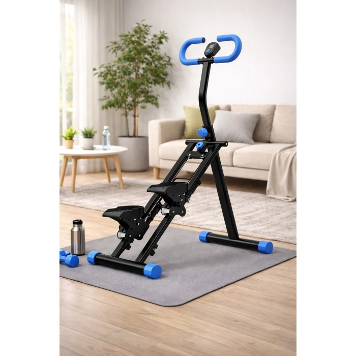 BlockFit® Stair Stepper - Sport apparatuur voor thuis - Fitness stepapparaat - Stairclimber - Stepapparaat - Home gym - Inklapbaar - LCD display - Stairmaster - Hoogte verstelbaar - Antislip - Blauw