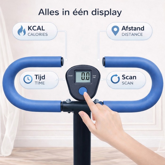 BlockFit® Stair Stepper - Sport apparatuur voor thuis - Fitness stepapparaat - Stairclimber - Stepapparaat - Home gym - Inklapbaar - LCD display - Stairmaster - Hoogte verstelbaar - Antislip - Blauw