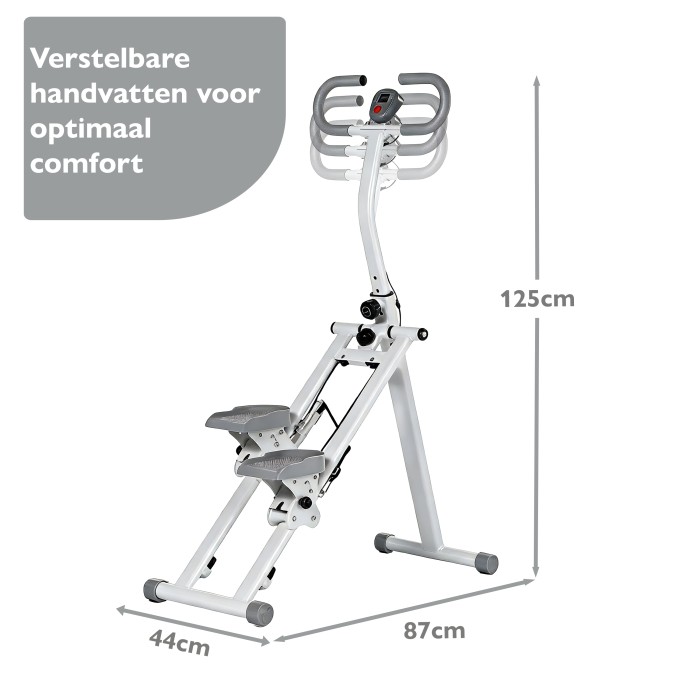 BlockFit® Stair Stepper - Sport apparatuur voor thuis - Fitness stepapparaat - Stairclimber - Stepapparaat - Home gym - Inklapbaar - LCD display - Stairmaster - Hoogte verstelbaar - Antislip - Grijs