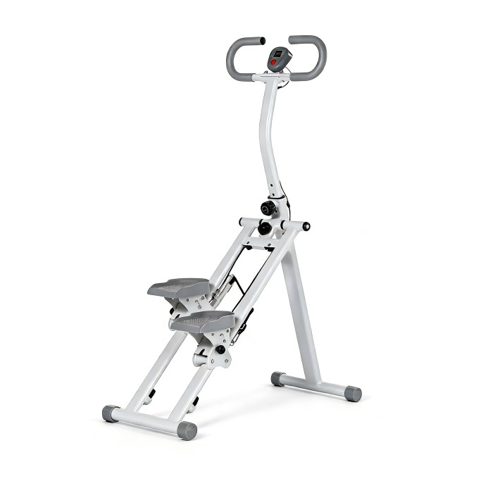 BlockFit® Stair Stepper - Sport apparatuur voor thuis - Fitness stepapparaat - Stairclimber - Stepapparaat - Home gym - Inklapbaar - LCD display - Stairmaster - Hoogte verstelbaar - Antislip - Grijs