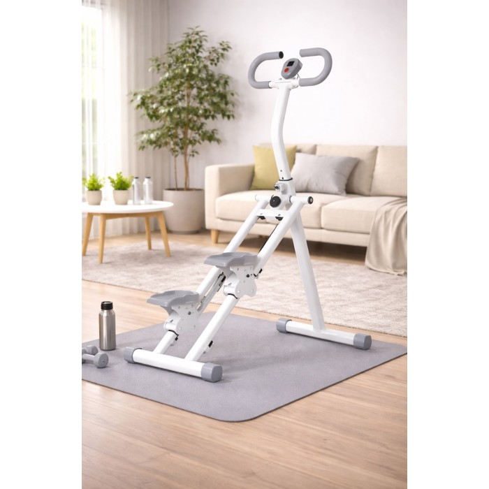 BlockFit® Stair Stepper - Sport apparatuur voor thuis - Fitness stepapparaat - Stairclimber - Stepapparaat - Home gym - Inklapbaar - LCD display - Stairmaster - Hoogte verstelbaar - Antislip - Grijs