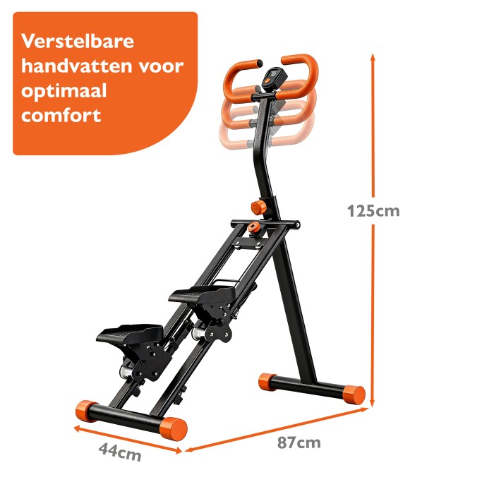 BlockFit® Stair Stepper - Sport apparatuur voor thuis - Fitness stepapparaat - Stairclimber - Stepapparaat - Home gym - Inklapbaar - LCD display - Stairmaster - Hoogte verstelbaar - Antislip - Oranje
