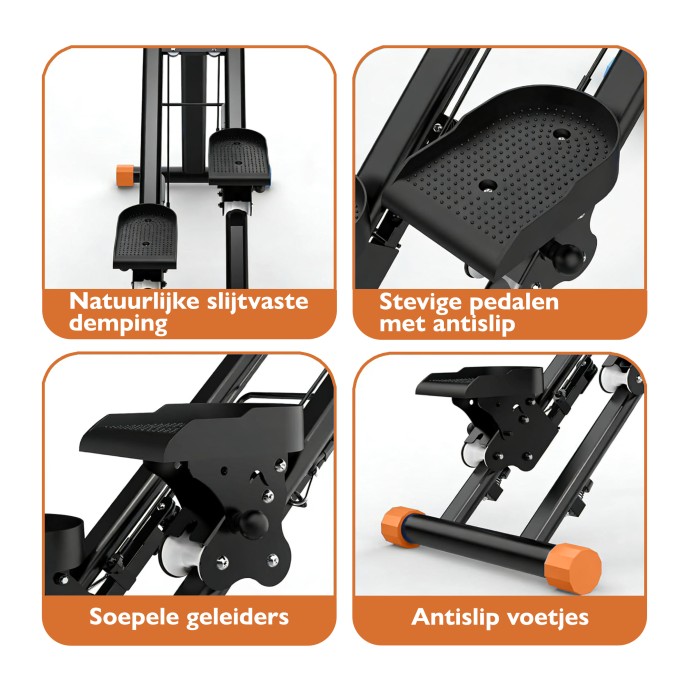 BlockFit® Stair Stepper - Sport apparatuur voor thuis - Fitness stepapparaat - Stairclimber - Stepapparaat - Home gym - Inklapbaar - LCD display - Stairmaster - Hoogte verstelbaar - Antislip - Oranje