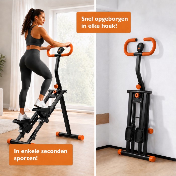 BlockFit® Stair Stepper - Sport apparatuur voor thuis - Fitness stepapparaat - Stairclimber - Stepapparaat - Home gym - Inklapbaar - LCD display - Stairmaster - Hoogte verstelbaar - Antislip - Oranje