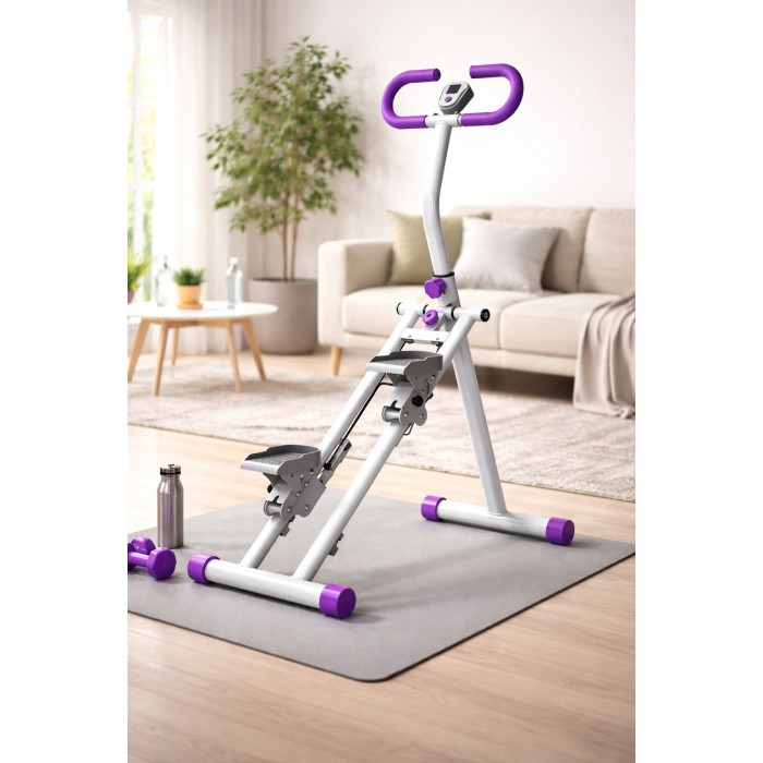 BlockFit® Stair Stepper - Sport apparatuur voor thuis - Fitness stepapparaat - Stairclimber - Stepapparaat - Home gym - Inklapbaar - LCD display - Stairmaster - Hoogte verstelbaar - Antislip - Paars