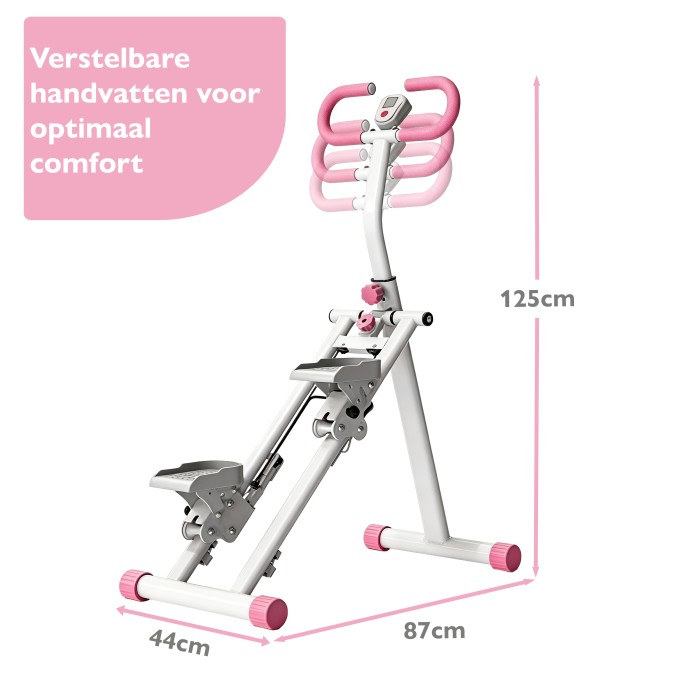 BlockFit® Stair Stepper - Sport apparatuur voor thuis - Fitness stepapparaat - Stairclimber - Stepapparaat - Home gym - Inklapbaar - LCD display - Stairmaster - Hoogte verstelbaar - Antislip - Roze