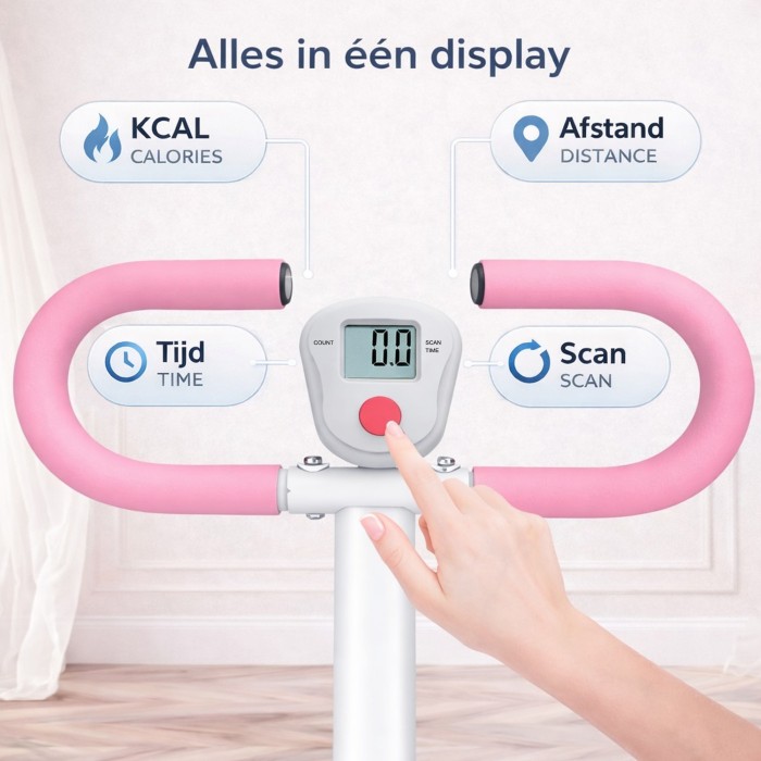 BlockFit® Stair Stepper - Sport apparatuur voor thuis - Fitness stepapparaat - Stairclimber - Stepapparaat - Home gym - Inklapbaar - LCD display - Stairmaster - Hoogte verstelbaar - Antislip - Roze