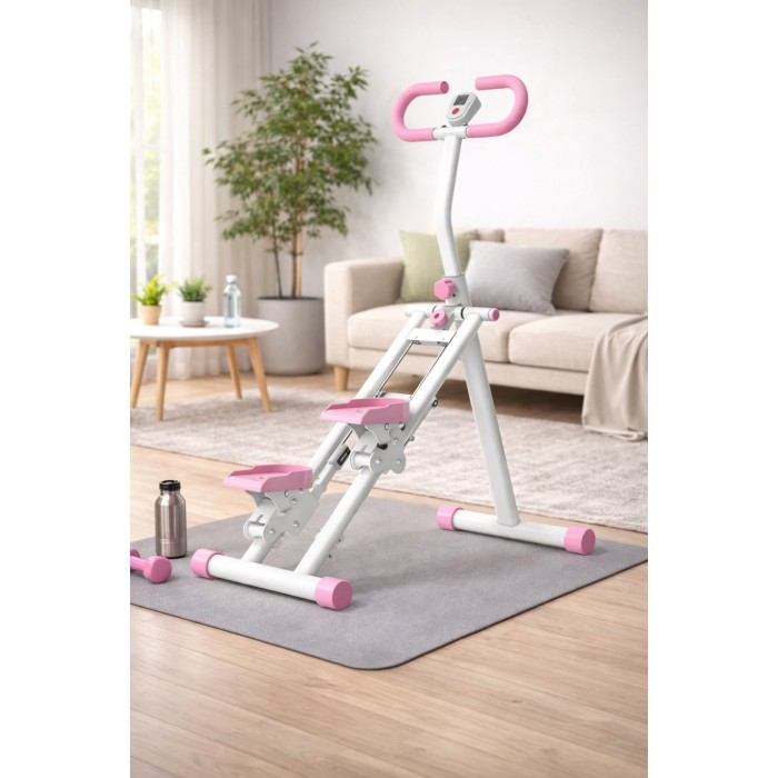 BlockFit® Stair Stepper - Sport apparatuur voor thuis - Fitness stepapparaat - Stairclimber - Stepapparaat - Home gym - Inklapbaar - LCD display - Stairmaster - Hoogte verstelbaar - Antislip - Roze
