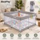 BlockPlay® Grondbox inklapbaar Baby 127x127 cm - Speelbox - Playpen - Kinderbox – Kruipbox – Ballenbak - Inclusief speelmat 50 speelballen draagtas en 2 optrek hendels – Grijs 