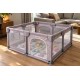 BlockPlay® Grondbox Baby 127x127 cm - Speelbox - Playpen - Baby box - Babypark - Parc bebe - Kinderbox - Kruipbox - Inclusief speelmat 50 speelballen draagtas en 4 optrek hendels - Grijs