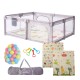 BlockPlay® Grondbox Baby 150x180 cm - Speelbox - Playpen - Baby box - Babypark - Parc bebe - Kinderbox - Kruipbox - Inclusief speelmat 50 speelballen draagtas en 4 optrek hendels - Grijs Alfabet