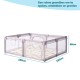 BlockPlay® Grondbox Baby 150x180 cm - Speelbox - Playpen - Baby box - Babypark - Parc bebe - Kinderbox - Kruipbox - Inclusief speelmat 50 speelballen draagtas en 4 optrek hendels - Grijs stad