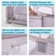 BlockPlay® Grondbox Baby 150x180 cm - Speelbox - Playpen - Baby box - Babypark - Parc bebe - Kinderbox - Kruipbox - Inclusief speelmat 50 speelballen draagtas en 4 optrek hendels - Grijs Alfabet