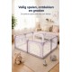 BlockPlay® Grondbox Baby 150x180 cm - Speelbox - Playpen - Baby box - Babypark - Parc bebe - Kinderbox - Kruipbox - Inclusief speelmat 50 speelballen draagtas en 4 optrek hendels - Grijs Alfabet