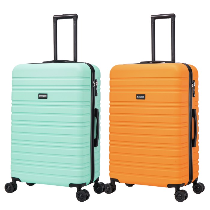 BlockTravel kofferset 2 delig ABS ruimbagage met dubbele wielen 95 liter - inbouw TSA slot - mint groen - oranje BlockTravel kofferset 2 delig ABS ruimbagage met dubbele wielen 95 liter - inbouw TSA slot - mint groen - oranje