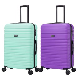 BlockTravel kofferset 2 delig ABS ruimbagage met dubbele wielen 95 liter - inbouw TSA slot - mint groen - paars