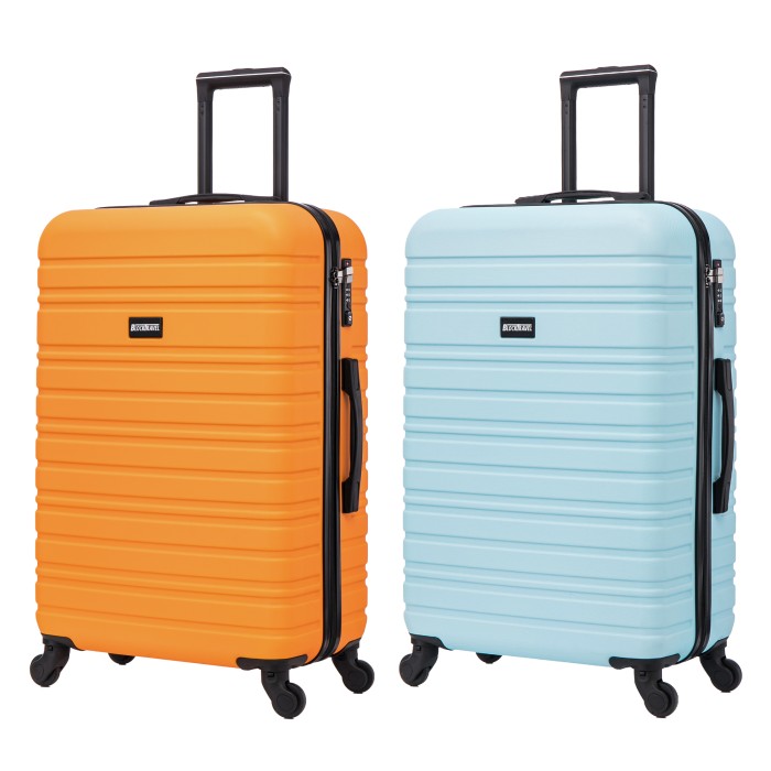 BlockTravel kofferset 2 delig ABS ruimbagage met wielen afneembaar 74 liter - inbouw TSA slot - oranje - licht blauw BlockTravel kofferset 2 delig ABS ruimbagage met wielen afneembaar 74 liter - inbouw TSA slot - oranje - licht blauw