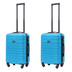BlockTravel kofferset 2 delig ABS handbagage met wielen afneembaar 39 liter - inbouw TSA slot - lichtgewicht - blauw