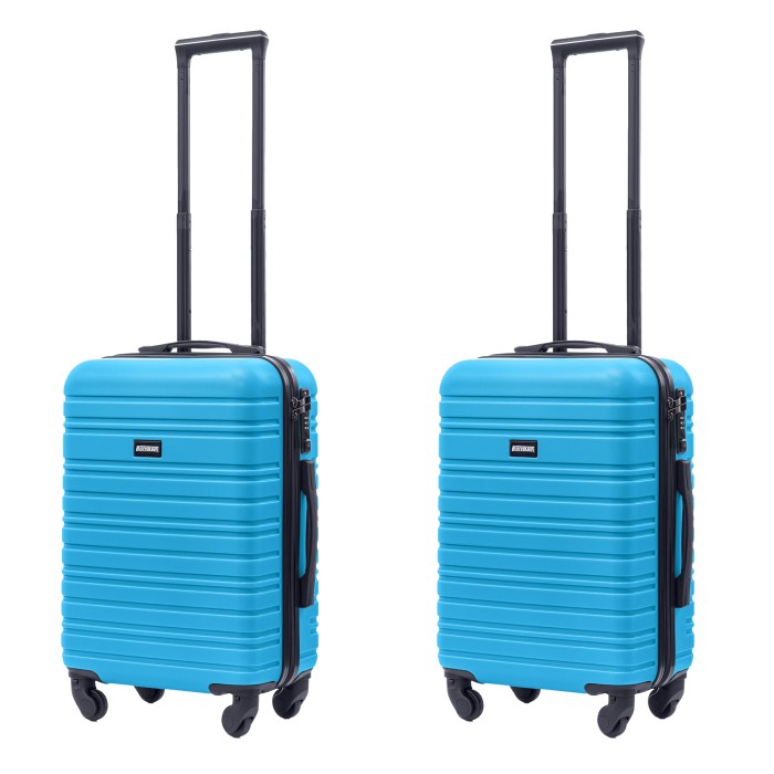 BlockTravel kofferset 2 delig ABS handbagage met wielen afneembaar 39 liter - inbouw TSA slot - lichtgewicht - blauw