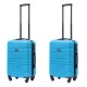 BlockTravel kofferset 2 delig ABS handbagage met wielen afneembaar 39 liter - inbouw TSA slot - lichtgewicht - blauw
