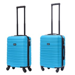 BlockTravel kofferset 2 delig ABS handbagage met wielen afneembaar 29 en 39 liter - inbouw TSA slot - blauw