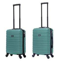 BlockTravel kofferset 2 delig ABS handbagage met wielen afneembaar 29 en 39 liter - inbouw TSA slot - groen