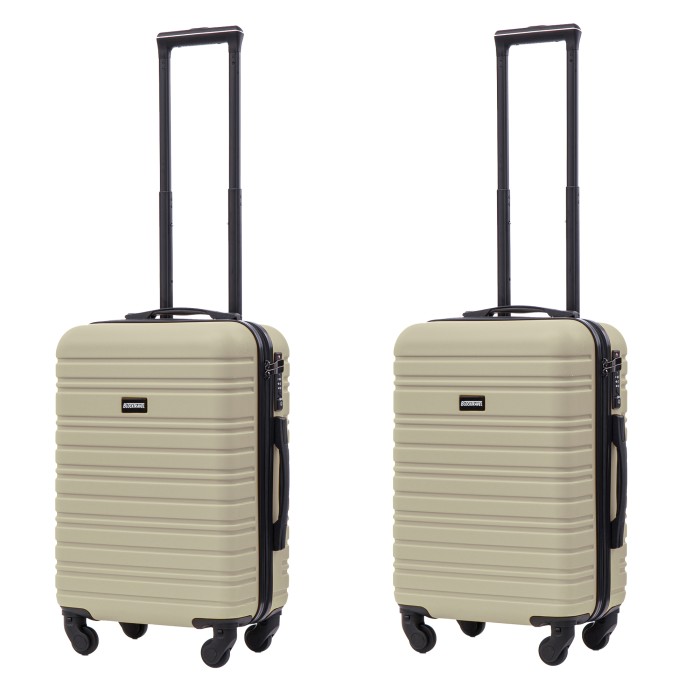 BlockTravel kofferset 2 delig ABS handbagage met wielen afneembaar 39 liter - inbouw TSA slot - lichtgewicht - licht groen
