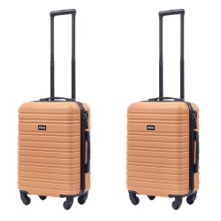 BlockTravel kofferset 2 delig ABS handbagage met wielen afneembaar 39 liter - inbouw TSA slot - lichtgewicht - licht oranje