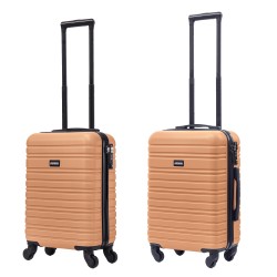 BlockTravel kofferset 2 delig ABS handbagage met wielen afneembaar 29 en 39 liter - inbouw TSA slot - licht oranje