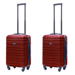 BlockTravel kofferset 2 delig ABS handbagage met wielen afneembaar 39 liter - inbouw TSA slot - lichtgewicht - rood