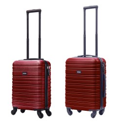 BlockTravel kofferset 2 delig ABS handbagage met wielen afneembaar 29 en 39 liter - inbouw TSA slot - rood