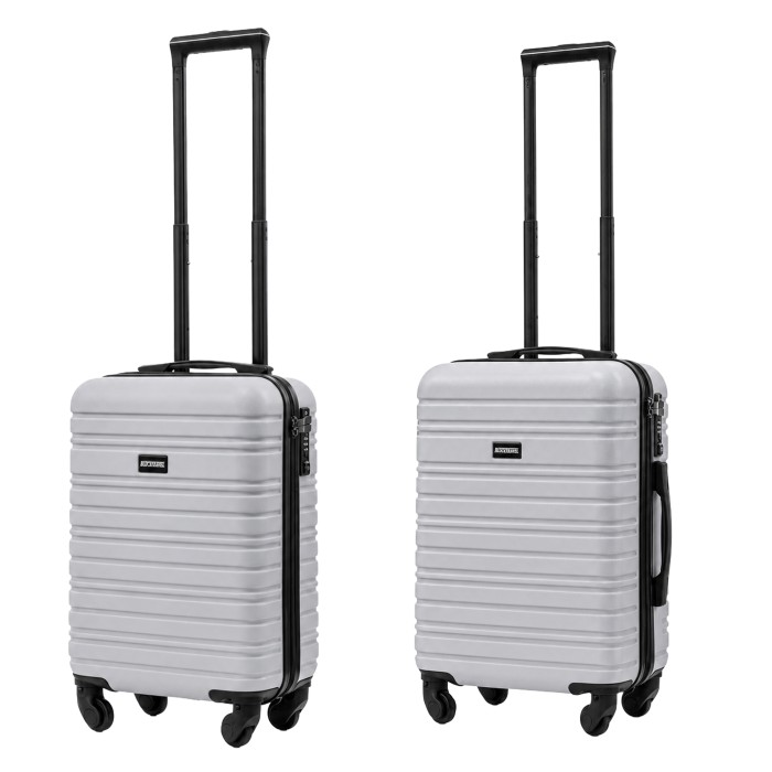 BlockTravel kofferset 2 delig ABS handbagage met wielen afneembaar 29 en 39 liter - inbouw TSA slot - zilver