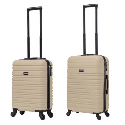 BlockTravel kofferset 2 delig ABS handbagage met wielen afneembaar 29 en 39 liter - inbouw TSA slot - champagne