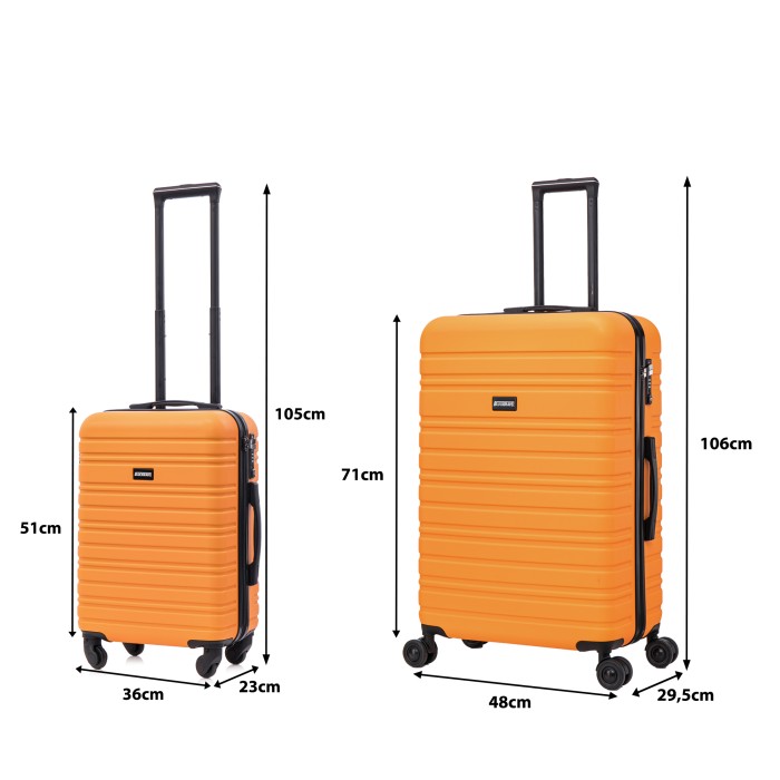 BlockTravel kofferset 2 delig ABS ruimbagage en handbagage 39 en 95 liter - inbouw TSA slot - oranje BlockTravel kofferset 2 delig ABS ruimbagage en handbagage 39 en 95 liter - inbouw TSA slot - oranje