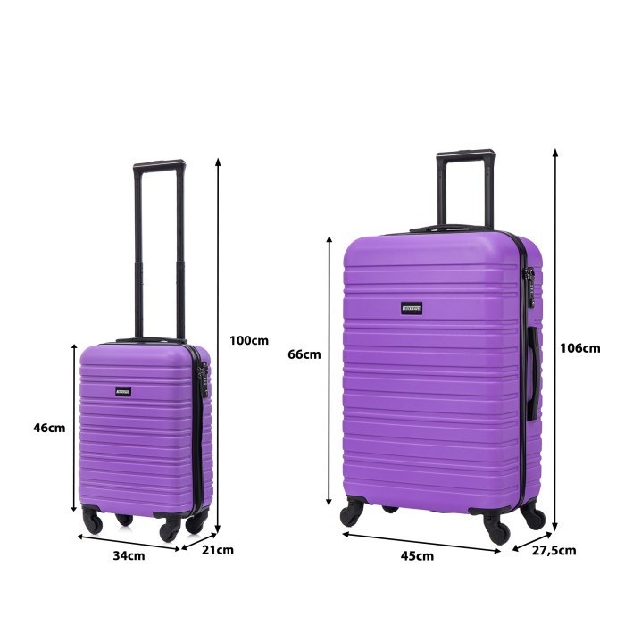 BlockTravel kofferset 2 delig ABS ruimbagage en handbagage 29 en 74 liter - inbouw TSA slot - paars BlockTravel kofferset 2 delig ABS ruimbagage en handbagage 29 en 74 liter - inbouw TSA slot - paars