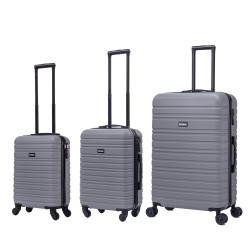 BlockTravel kofferset 3 delig ABS ruimbagage en handbagage 29 39 en 95 liter - inbouw TSA slot - grijs