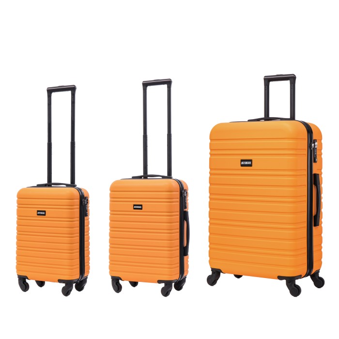 BlockTravel kofferset 3 delig ABS ruimbagage en handbagage 29 39 en 74 liter - inbouw TSA slot - oranje BlockTravel kofferset 3 delig ABS ruimbagage en handbagage 29 39 en 74 liter - inbouw TSA slot - oranje