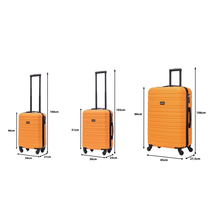 BlockTravel kofferset 3 delig ABS ruimbagage en handbagage 29 39 en 74 liter - inbouw TSA slot - oranje BlockTravel kofferset 3 delig ABS ruimbagage en handbagage 29 39 en 74 liter - inbouw TSA slot - oranje