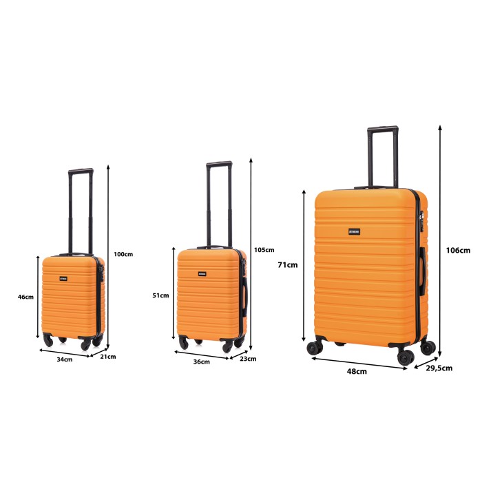 BlockTravel kofferset 3 delig ABS ruimbagage en handbagage 29 39 en 95 liter - inbouw TSA slot - oranje BlockTravel kofferset 3 delig ABS ruimbagage en handbagage 29 39 en 95 liter - inbouw TSA slot - oranje
