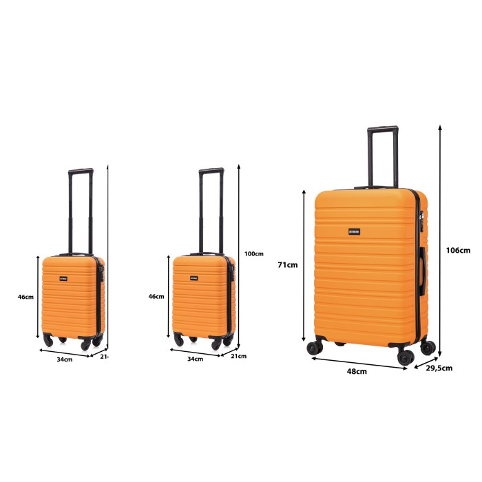 BlockTravel kofferset 3 delig ABS ruimbagage en handbagage 29 29 en 95 liter - inbouw TSA slot - oranje BlockTravel kofferset 3 delig ABS ruimbagage en handbagage 29 29 en 95 liter - inbouw TSA slot - oranje