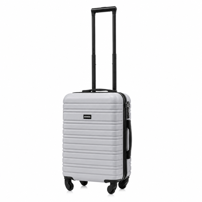 BlockTravel handbagage reiskoffer S met wielen afneembaar 39 liter - inbouw TSA slot - lichtgewicht - zilver