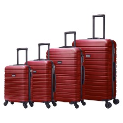 BlockTravel kofferset 4 delig ABS ruimbagage en handbagage 29 39 74 en 95 liter - inbouw TSA slot - rood 