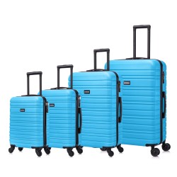 BlockTravel kofferset 4 delig ABS ruimbagage en handbagage 29 39 74 en 95 liter - inbouw TSA slot - blauw 