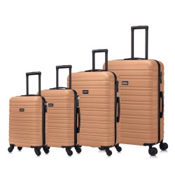 BlockTravel kofferset 4 delig ABS ruimbagage en handbagage 29 39 74 en 95 liter - inbouw TSA slot - licht oranje 