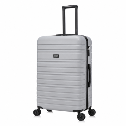 BlockTravel reiskoffer L met dubbele wielen 95 liter - inbouw TSA slot - lichtgewicht - zilver
