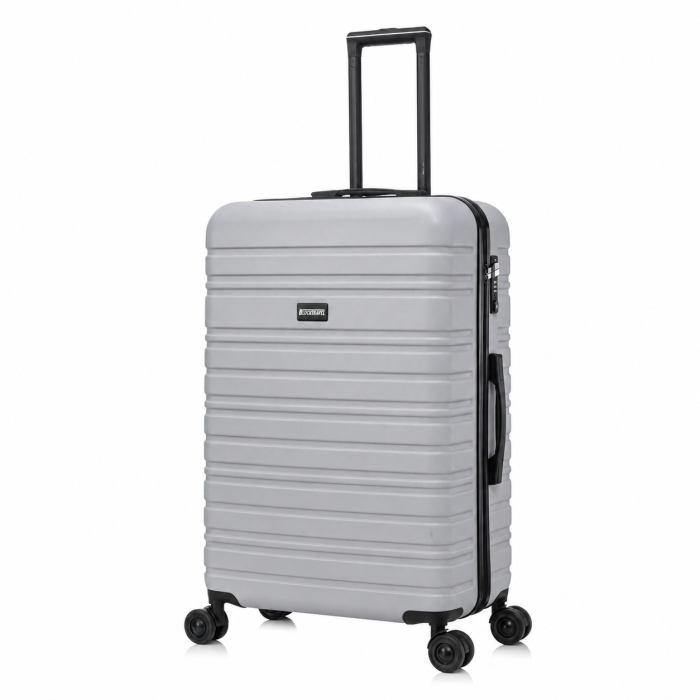 BlockTravel reiskoffer L met dubbele wielen 95 liter - inbouw TSA slot - lichtgewicht - zilver