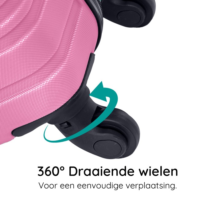 BlockTravel handbagage reiskoffer S met wielen afneembaar 39 liter - inbouw TSA slot - lichtgewicht - roze