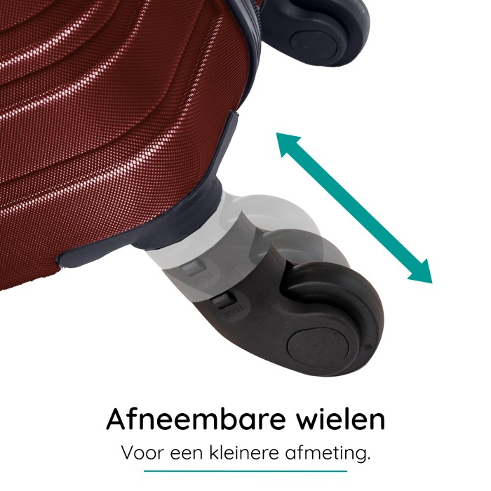 BlockTravel kofferset 2 delig ABS handbagage met wielen afneembaar 39 liter - inbouw TSA slot - lichtgewicht - rood