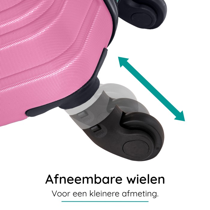 BlockTravel handbagage reiskoffer S met wielen afneembaar 39 liter - inbouw TSA slot - lichtgewicht - roze